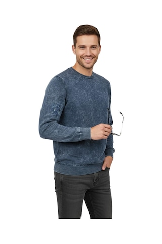 Erkek Spor Sıfır Yaka Taşlama Yıkamalı Regular Fit Kazak Bgl-st04952 Füme