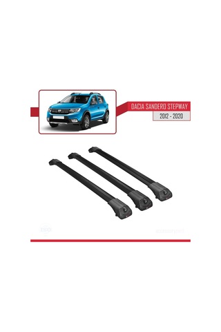 Dacia Sandero Stepway 2012-2020 Arası İle Uyumlu Ace-1 Ara Atkı Tavan Barı Siyah 3 Adet Bar
