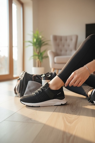 Enoch Erkek Spor Ayakkabı Koşu Ve Yürüyüş Sneaker Yan Destekli Ve Örme Performans Modeli Siyah