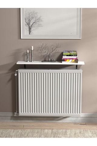 Montajsız Petek Üstü Uçan Raf Kalorifer Peteği 100x20 Cm - Beyaz Beyaz