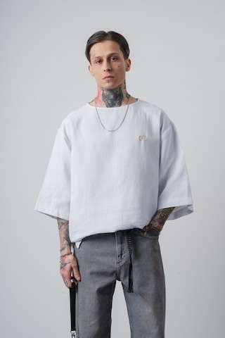 Respire Erkek R Nakışlı Fakir Kol Müslin Oversize T-shirt Beyaz