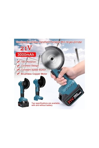 Pazly Şarj Edilebilir Mini Açılı Taşlama Makinesi, 1300mah Pil, 21v Adaptör, Abd/ab Fişi