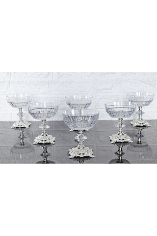 Paşabahçe Serisi Echo Kase & Magnolıa Kase & Dondurmalık & Şekerlik Kare Gümüş Döküm Ayaklı Naturel