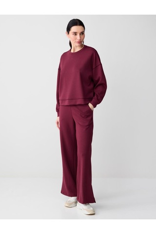 Jimmy Key Jimmy Key Bordo Uzun Kollu Bisiklet Yaka Modal Örme Sweatshirt 5ww235403562