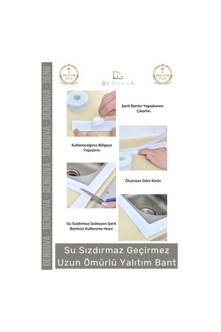 Premium Su Geçirmez Sızdırmaz Dayanıklı Pvc Yağ Kenar Küf Önleyici 3.2m Gri İzolasyon Bant 4 Adet