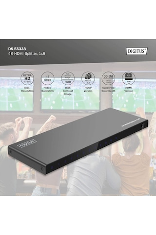 Digitus 1x8 Hdmı Splitter Ayırıcı, 4k/60hz Hdcp 2.3, Edıd Kontrolü