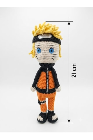Naruto Uzumaki Amigurumi Örgü Oyuncak - Anime Hediyelik Figür 21 Cm