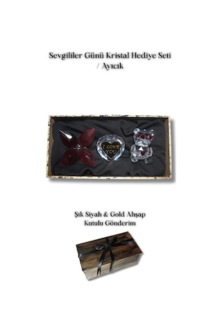 Sevgililer Günü Kristal Hediye Seti Ayıcık