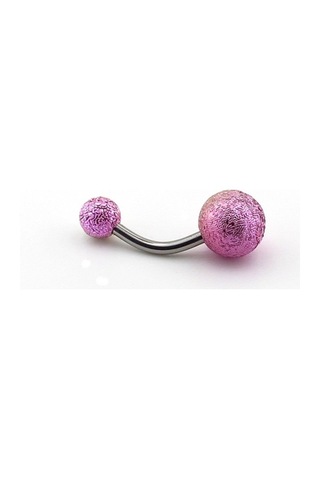 Pembe Sarı Renkli Muz Göbek 8Mm Top Uçlu Çelik Piercing P455G Pembe