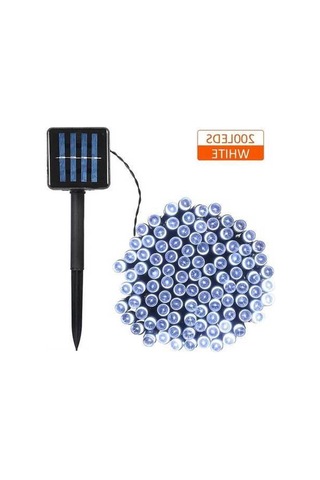 Moly 200 Led Güneş Enerjili Işık Zinciri, 22m, Beyaz Işık, Otomatik Kontrol, Bahçe Dekorasyonu Beyaz