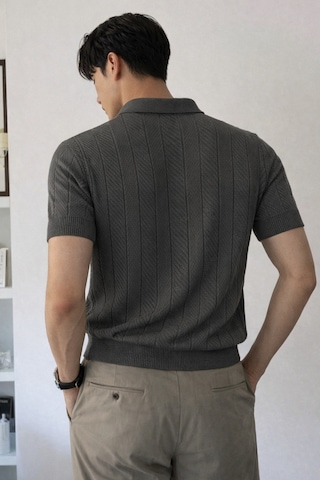 Tarz Cool Erkek Triko Polo Yaka Tişört Slim İnce Dokulu Şık Basic Triko T-shirt Siyah