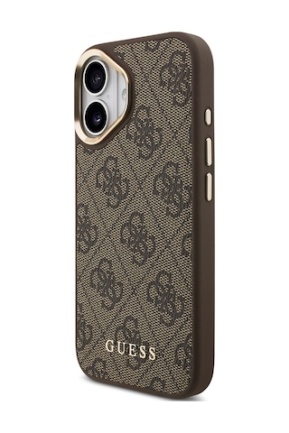 Apple Uyumlu iPhone 17 Kılıf Guess Lisanslı M-safe Özellikli Askılı Ve 4g Logo Kartlıklı Kapak Kahverengi Kahverengi