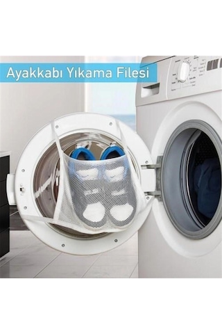 Pratik Çamaşır Makinesi Kapağa Bağlamalı Ayakkabı Yıkama Filesi 5047 Çok Renkli