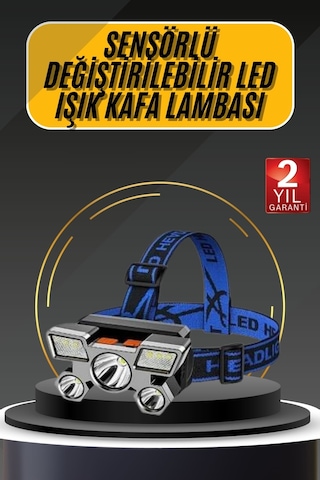 Kafa Lambası 800 Lümen 4 Mod Yüksek Işık Flaşörlü Şarjlı Led Lamba