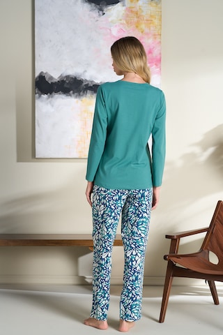 Over Sleep By Poleren Kadın Pijama Takımı Uzun Kol Mevsimlik Düğmeli Yeşil