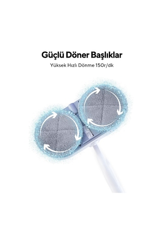Kumtel Şarjlı Kablosuz Mop Paspas Beyaz