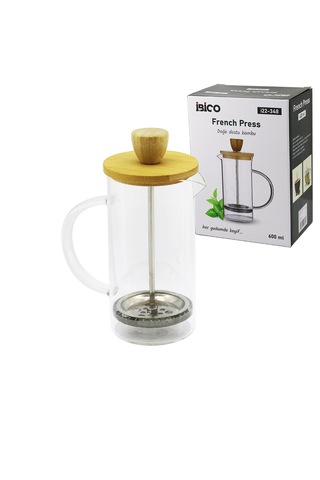 French Press Bambu Kapak 600ml Cam Bitki Süzgeçi Çok Renkli