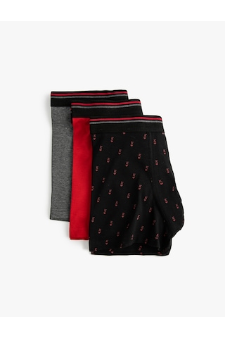 Koton 3'lü Boxer Seti Oyun Baskılı Çok Renkli Siyah 4slm90003mk Siyah