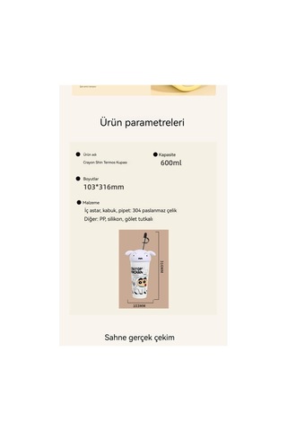 Maoyaya Büyük Kapasiteli Paslanmaz Çelik Termos Fincan - Beyaz Renk Beyaz