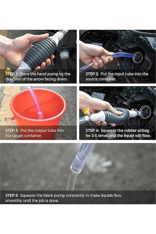 Novahub Manuel Yakıt Transfer Pompası, Gaz, Benzin, Yağ, Su İçin, Pvc, 200cm