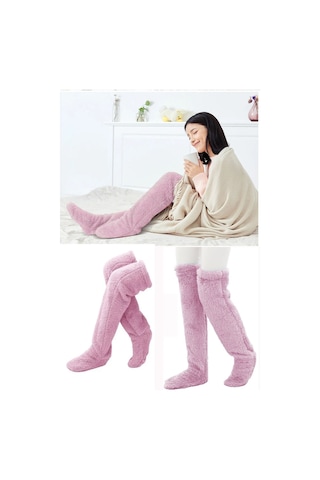 Sauna Suit Pembe Sock Peluş Uyku Çorabı Welsoft Diz Üstü Oda Çorabı Ayak Isıtıcı Uzun Gonç Çorap Pembe