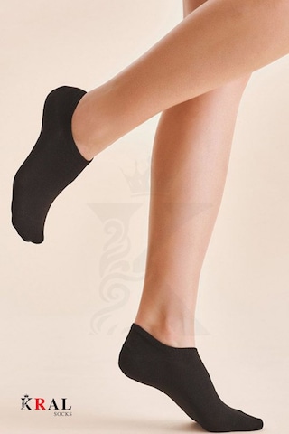 Kral Socks Kadın - Erkek Pamuklu Terletmez 10'lu - 10 Çift Yazlık Görünmez Çorap Siyah