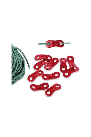 Tenfowee Kamp Çadırı İçin 10 Adet Kırmızı Alüminyum Çift Delikli Rope Kilitleri - Dış Mekan İçin Kaydırmalı Ayarlanabilir Rope Sabitleyicileri Çok Renkli
