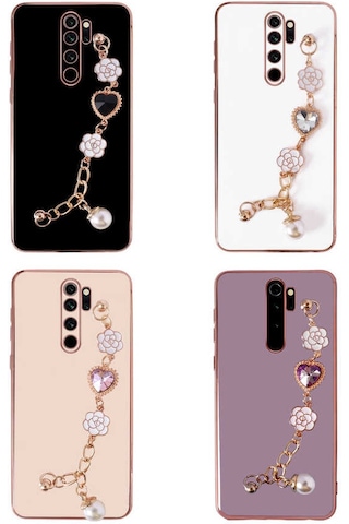 Xiaomi Redmi Note 8 Pro Kılıf El Tutamaçlı Kamera Korumalı Zore Taka Silikon Kapak Mor