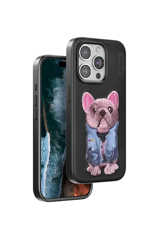 Venco Apple Uyumlu İphone 15 Pro Max Cute Desenli Kapak - Siyah - Özel Seri 8683140747923