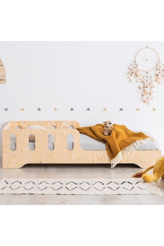 Markaawm Montessori Yatak Korumalıklı Ahşap Karyola Çocuk Ve Bebek Odası Akçaağaç