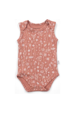 Boumini Kolsuz Bebek Çıtçıtlı Atlet Müslin Bebek Body Bahar Çiçekli Kiremit-kiremit Kiremit