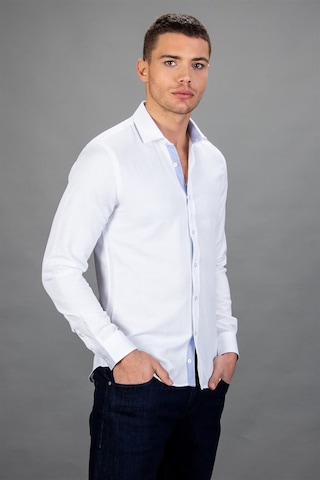 Tudors Slim Fit Dar Kesim Oxford Spor Erkek Gömlek-11662 Beyaz