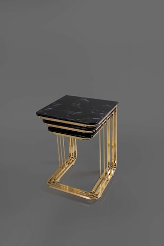 Tekerlekli Veys Sehpa Gold 4 Lü Zigon Sehpa - Orta Sehpa - Yan Se (550698852)