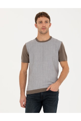 Pierre Cardin Erkek Vizon Melanj Triko Kazak 50280026-vr174 Vizon Melanj