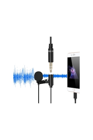 Ally iPhone Uyumlu Lightning Yaka Mikrofonu+3.5mm Jack Profesyonel Youtuber Mikrofonu- 5775