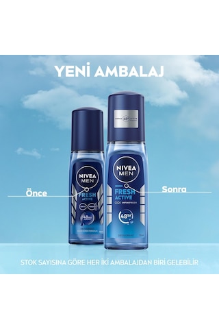 Nıvea Men Erkek Pump Sprey Deodorant Fresh Active 75ml, Ter Ve Ter Kokusuna Karşı 48 Saat Koruma