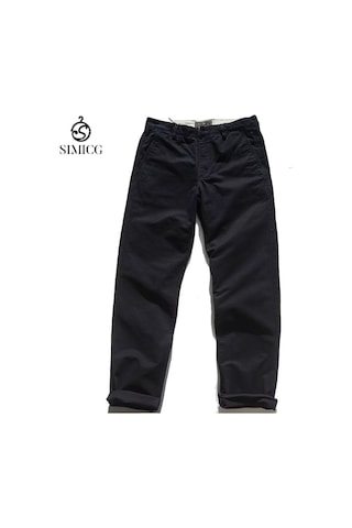 Yeni Düz Sert Gündelik Retro Erkek Pantolonu Siyah