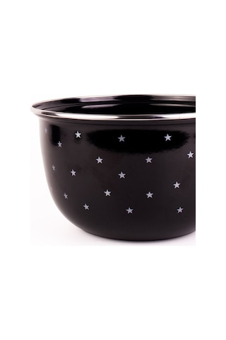 Star Emaye Yıldız Desenli Karıştırma Kabı 24cm - 4lt Ocakta-fırında Kullanılabilir Siyah - Gümüş