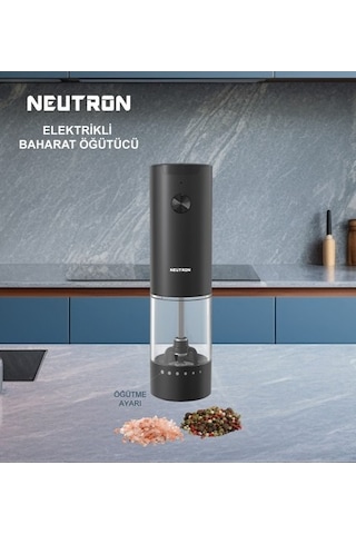 Neutron Ntl-pg-03 Pilli Tuz Ve Baharat Öğütücü Değirmen Tekli Siyah