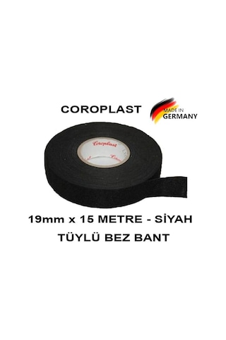 Coroplast Tüylü Bez Bant 19Mm x 15 Metre - Siyah