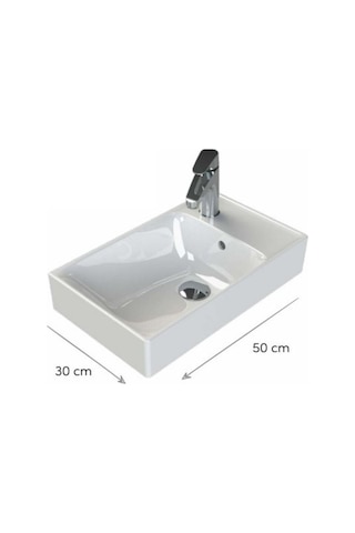 Turkuaz Seramik Cerastyle Sharp Etajerli Lavabo 50 x 30 CM