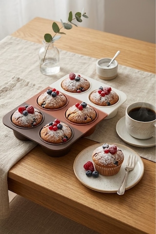 6'lı Derin Silikon Muffin Ve Cupcake Kalıbı Çok Renkli