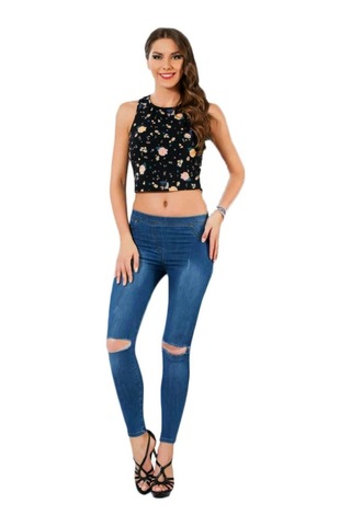 Besttrend Kadın Denim Likralı Yırtık Pantolon Tayt (142)