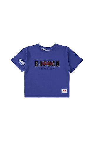 Batman Batman Baskılı 6-9 Yaş Tişört - Mavi Saks Mavisi