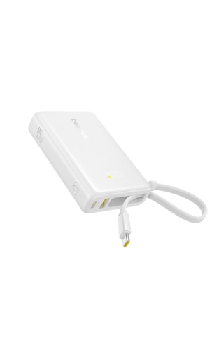 Baseus Picogo 10000mah 45w Dahili Kablolu Dijital Ekranlı Powerbank Beyaz