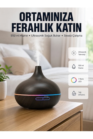 Bn01 Uçucu Yağ Uyumlu Renkli Led Işıklı Nemlendirici Sarı