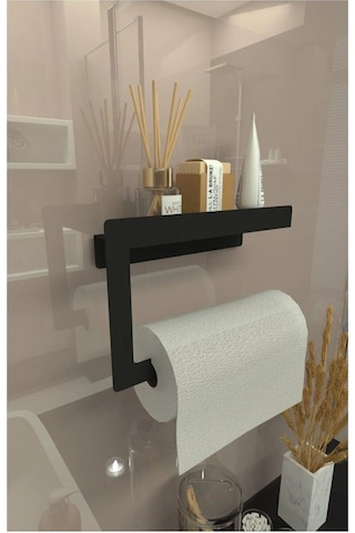 Rulo Kağıt Havluluk Peçetelik Banyo Ve Mutfak Düzenleyici Siyah Siyah Metal Diğer