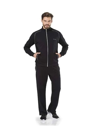 Pierre Cardin 7055 Erkek Uzun Kollu Dik Yaka Eşofman Takımı-siyah Siyah