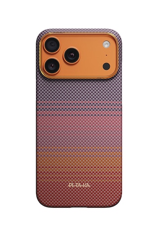 Apple iPhone Uyumlu 17 Pro Max Kılıf M-safeli Aramid Fiber Pitaka Sunset 2.0 California Dream Serisi Turuncu-kırm Turuncu - Kırmızı