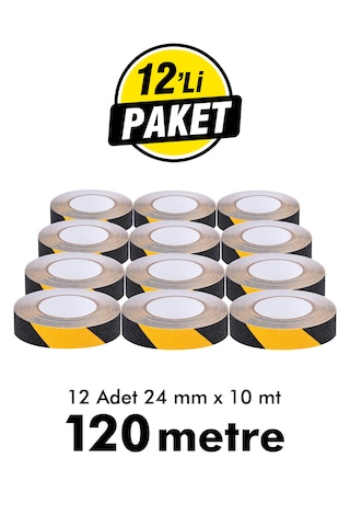 Unitape Sarı Siyah Merdiven/zemin Kaydırmaz Bant 24 Mm X 10 Mt 12 Li Paket